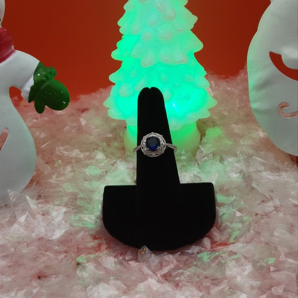 💍GORGEOUS💍 STERLING SILVER SAPPHIRE & CZ RING